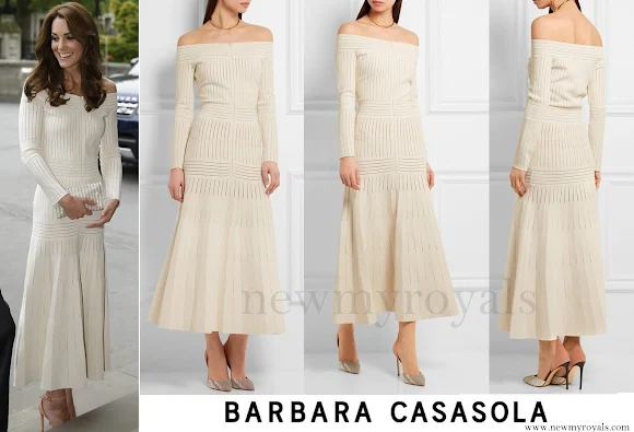 Kate Middleton wore BARBARA CASASOLA Shoulder Knit Dress