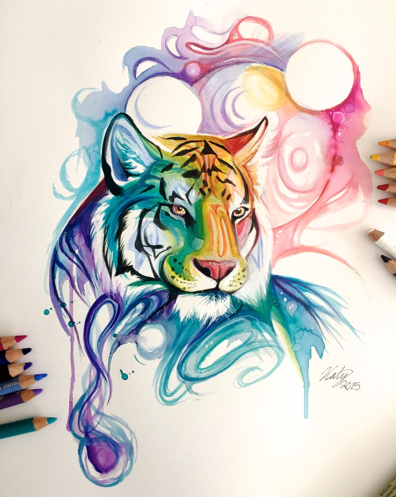 08-Spirit-Tiger-Katy-Lipscomb-Lucky978-Fantasy-Watercolor-Paintings-Colored-Pencils-Drawings-www-designstack-co