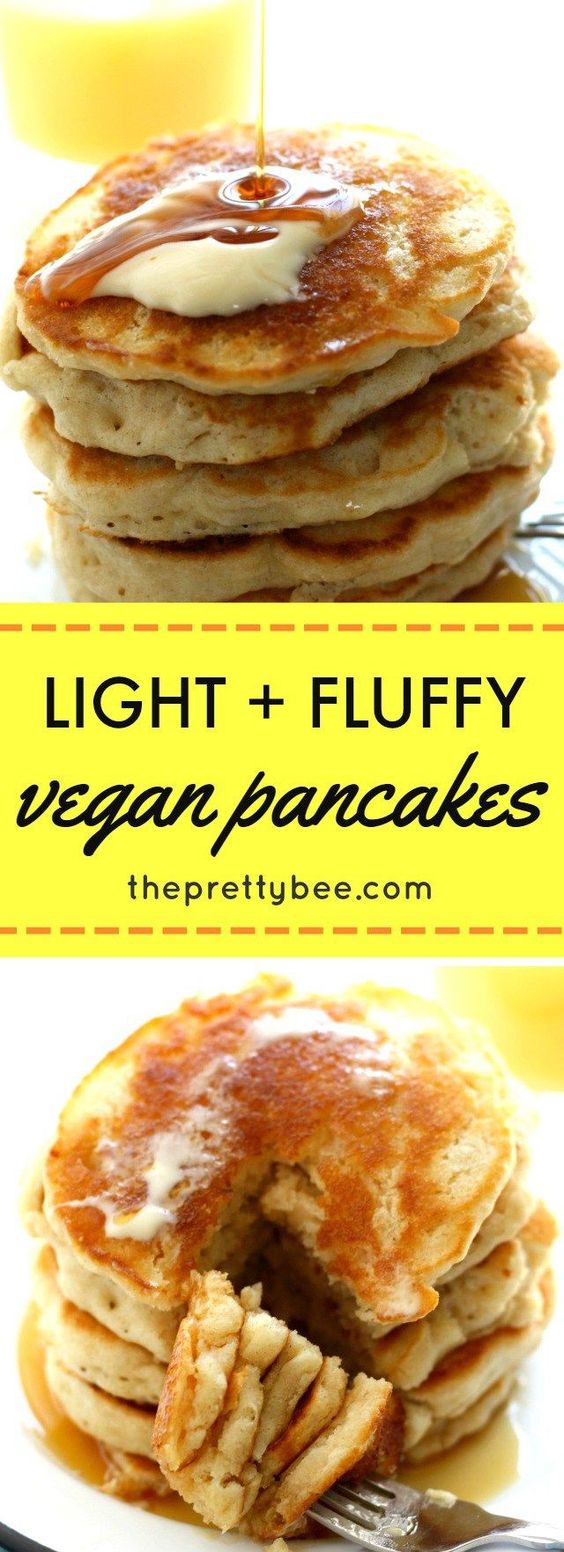 Light and Fluffy Vegan Pancakes.