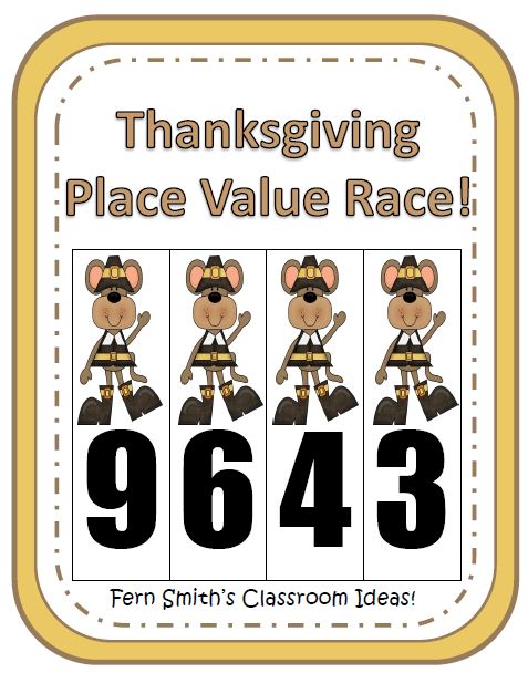 Thanksgiving Place Value Race Game!