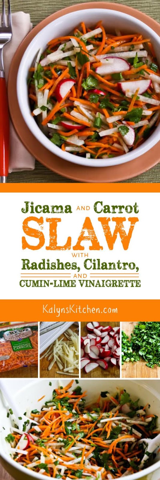 Jicama and Carrot Slaw with Radishes, Cilantro, and CuminLime