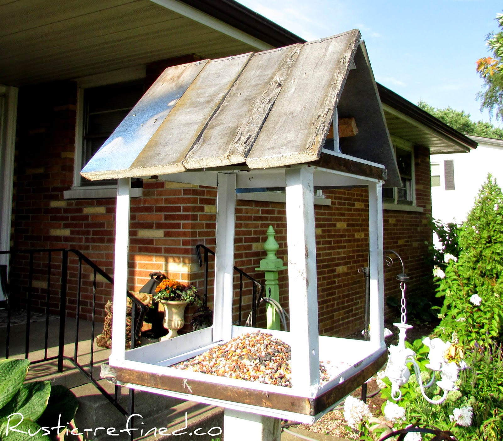 Yard Art - Rusty Metal Bird Feeder @ Rustic-refined.com