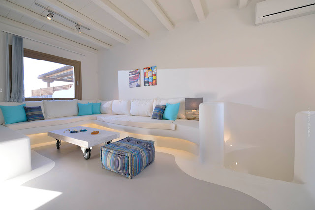 Casa minimalista mas super confortável Mykonos. Achados de Decoração