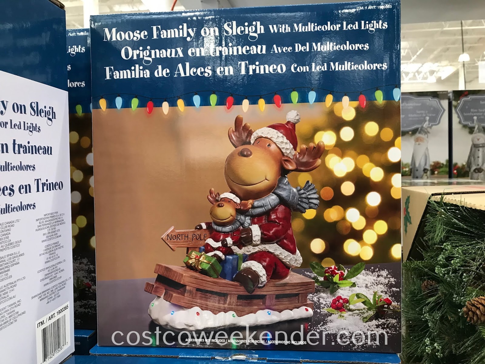 Moose Family on Sleigh with Multicolor LED Lights Costco Weekender