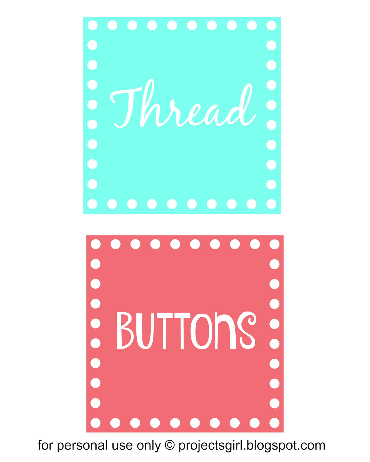 ProjectsGirl FREE Printable! Thread and Buttons Labels