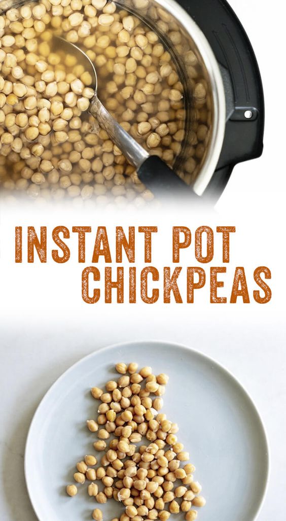 Here's how to cook chickpeas in an Instant Pot -- it's a simple and quick method for cooking dried beans in less than 1 hour! #instantpot #healthy #mealprep #chickpeas #garbanzobeans #driedbeans #quick #easy #healthy #vegan #vegetarian #glutenfree