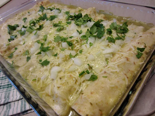 Turkey and Zucchini Enchiladas with Tomatillo Verde Sauce  Healthy and delicious Mexican fare!  Ole! 