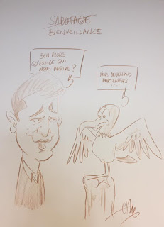 Dessins satiriques réalisés en direct durant un Seminaire SOPRA-STERIA permettant d'orienter un partenariat vers une communication ouverte entre les équipes ©Guillaume Néel