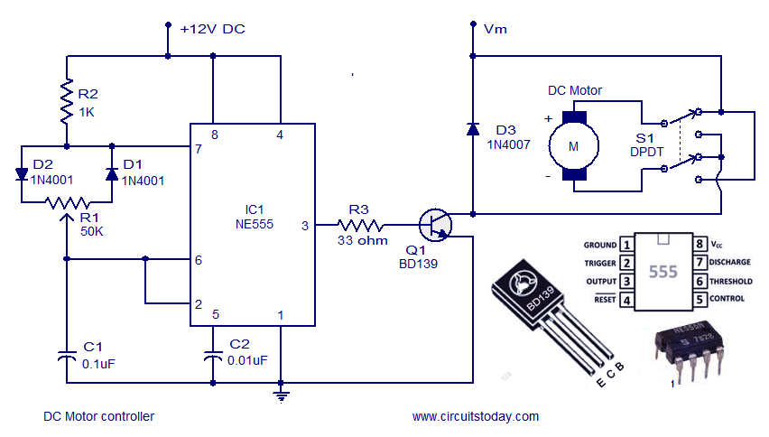 simple DC motor controller circuit - Electronic Circuit Collection