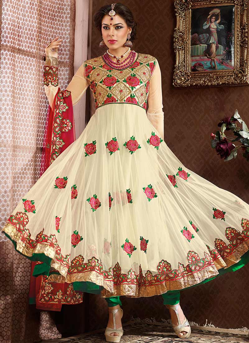 Albarino Net Designer Indian Wedding Anarkali Clothes