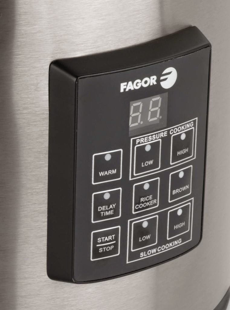 Fagor multi-cooker LED screen with soft-touch control buttons