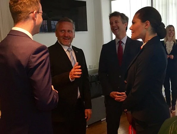 Crown Prince Frederik of Denmark and Crown Princess Victoria of Sweden visited the Strindberg Salen catering area at the Berzelii Park