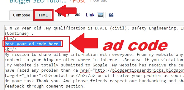How To Add Ads in Blogger Posts
