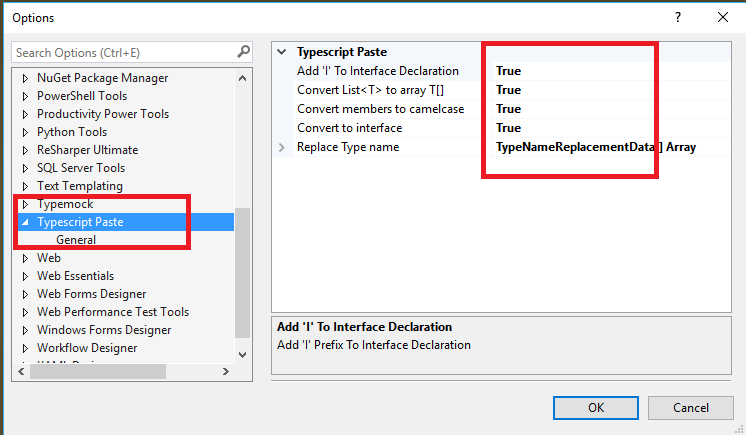 C-Sharp class to Type Script in Visual Studio 2015