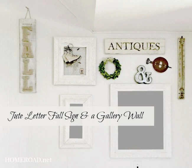 White gallery wall with fall sign and mirrors