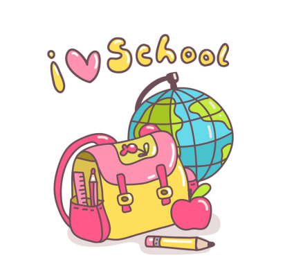 CARTOON SCHOOL SUPPLIES VECTOR Free Vector
