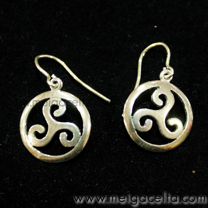 Pendientes triskel trisquel plata ritualizados amuleto talisman meiga celta artesania galicia