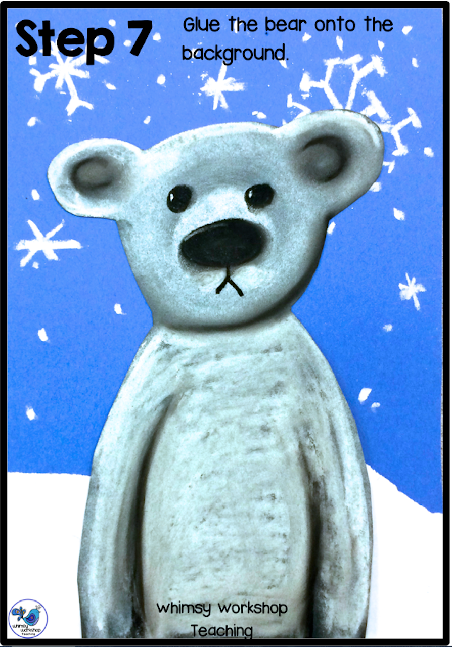 Adorable polar bear art step by step tutorial and photos of results