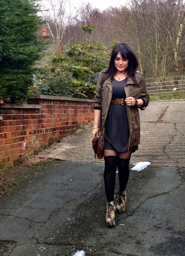 Outfit post from UK style and fashion blog featuring Desire Clothing dress and ASOS tights.