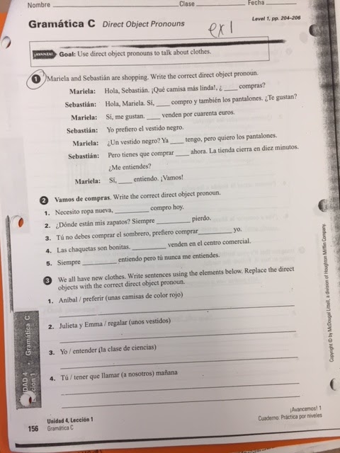 Unidad 4 Leccion 1 Gramatica A Answer Key - San Marino High School