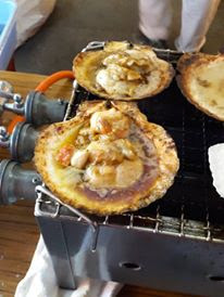 Yummy grilled butter scallops in Dotonbori Osaka