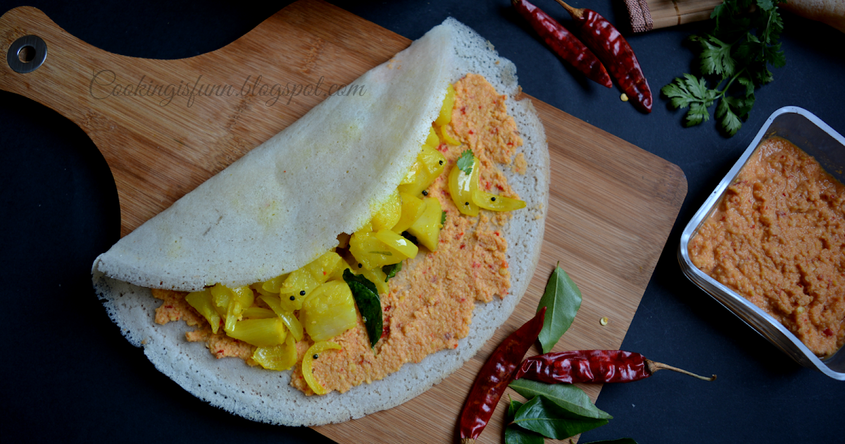 Cookingisfunn Soft Masala Dosa with Red chutney