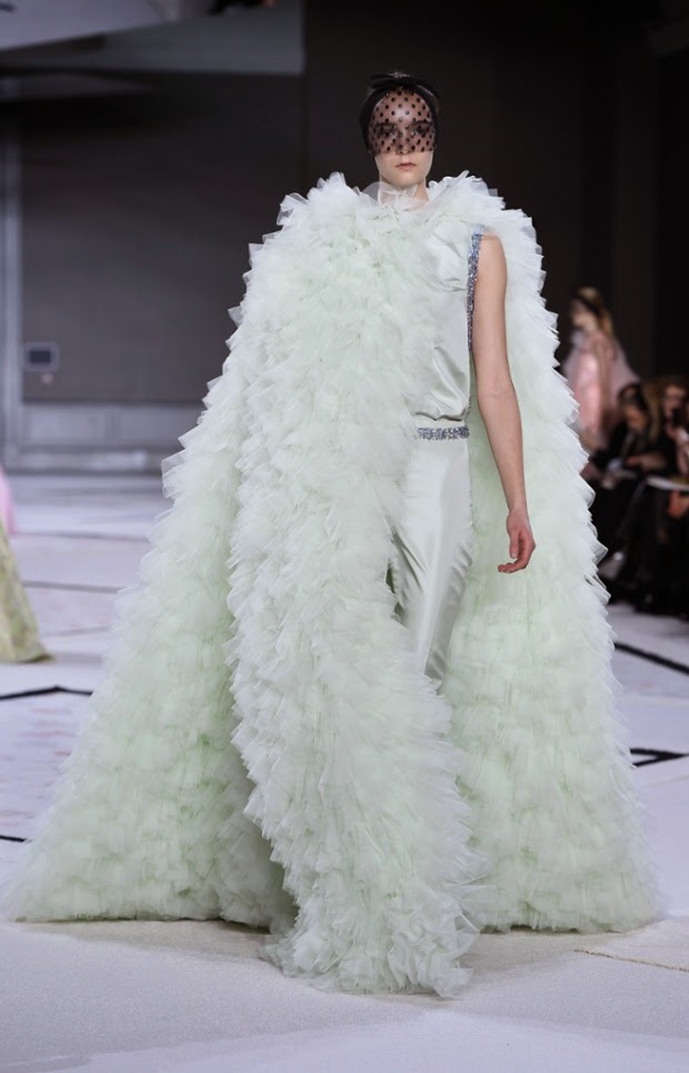 giambattista valli spring summer couture 2015 ruffles pale green