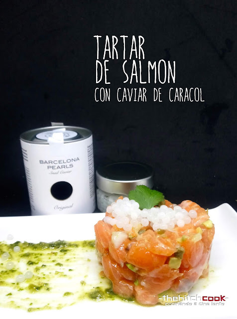 TARTAR DE SALMÓN CON CAVIAR DE CARACOL