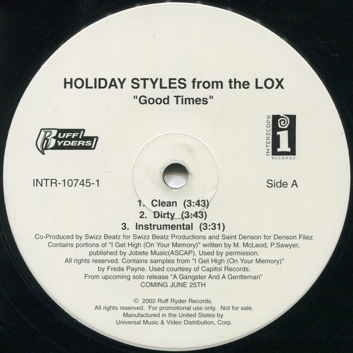 Rap Nerds Styles P Good Times Promo 12"