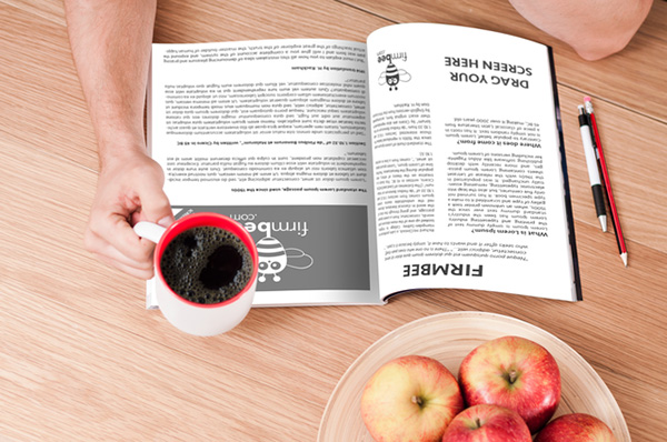 Download Gratis Mockup Majalah, Brosur, Buku, Cover - Reading Magazine Mockup