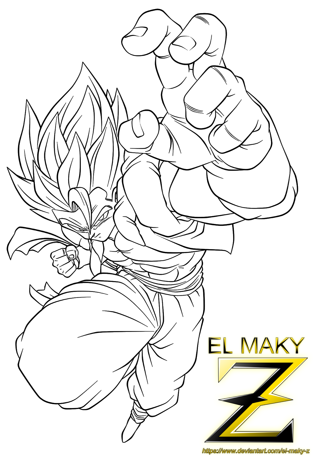 Gogeta Saiyan Super Template Coloring Pages Sketch Coloring Page