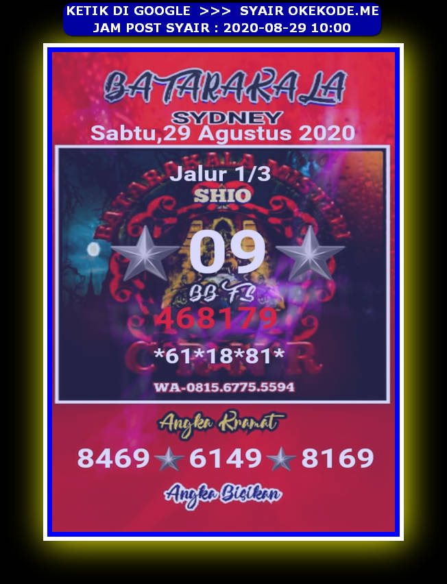 1 New Message Kode Syair Sydney 29 Agustus 2020 Forum Syair Togel Hongkong Singapura Sydney