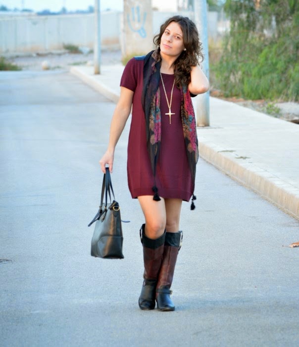 burgundy, borgoña, mi vestido azul, look. blogger, castellón 