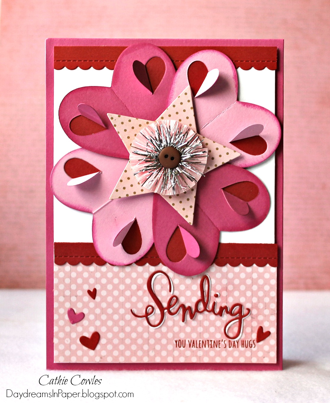daydreams in paper heart fold flower card