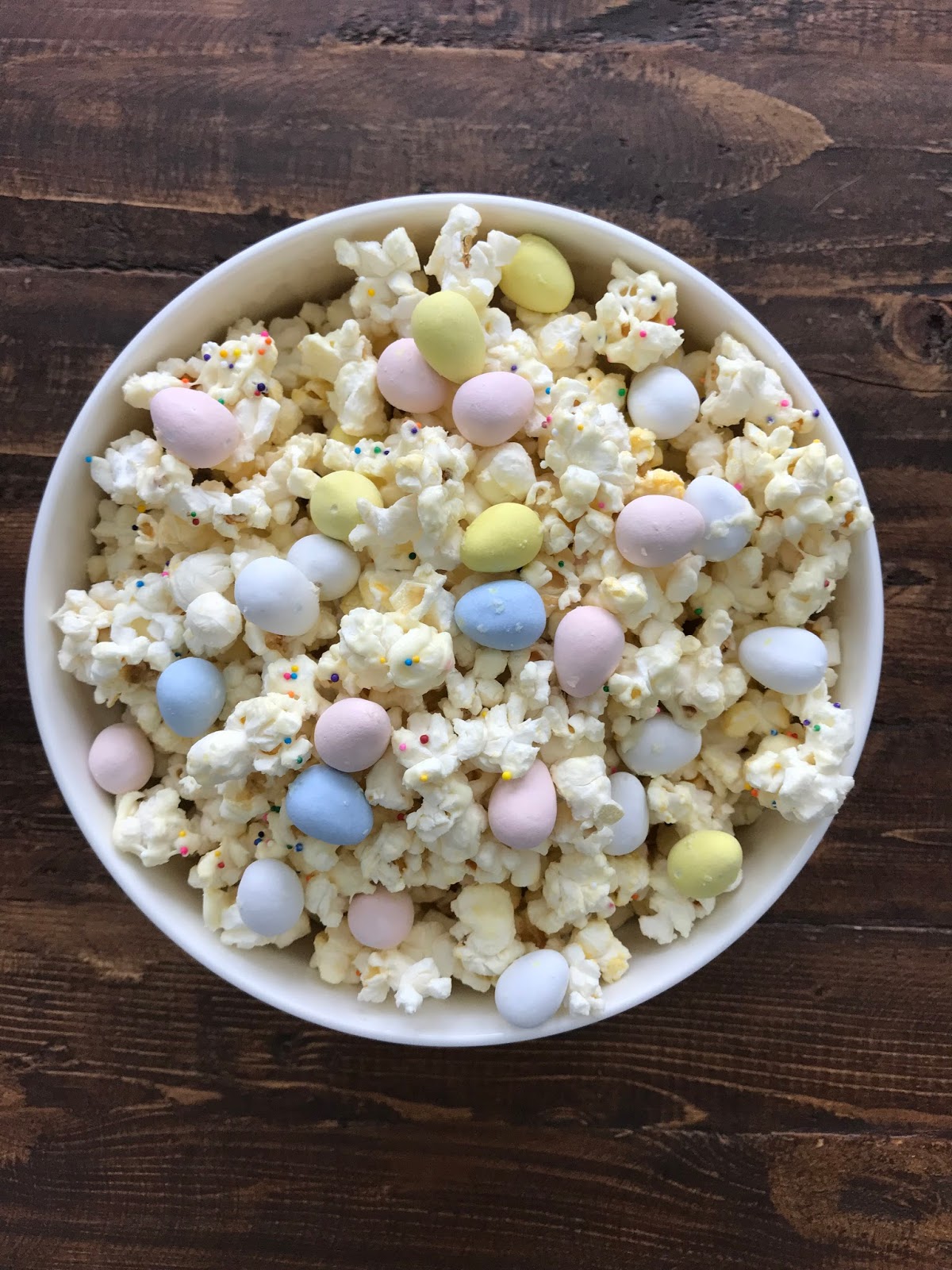 white chocolate & mini egg popcorn