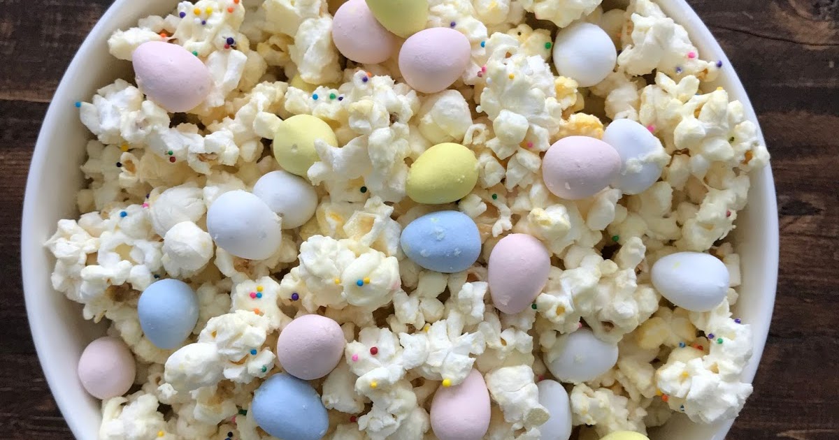 white chocolate & mini egg popcorn