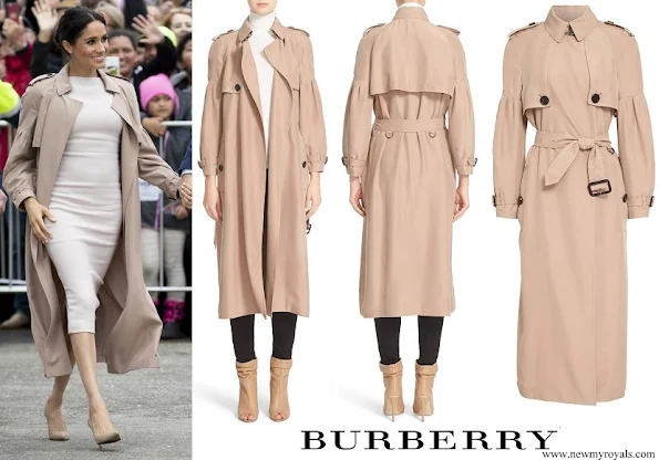 Meghan Markle wore BURBERRY Maythorne Mulberry Silk Trench