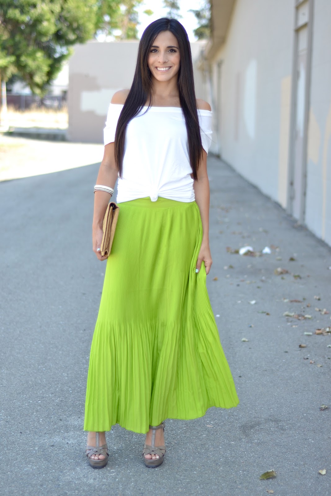 Restyle.Restore.Rejoice: Neon Pleated Maxi Skirt