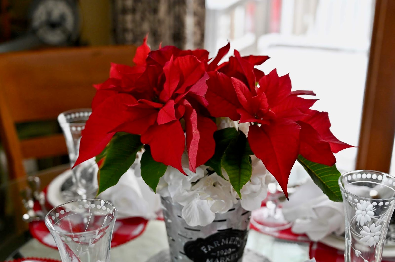 Low Centerpiece With White Hydrangea Green Cymbidium Green