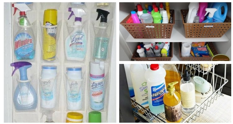 Organizar produtos de limpeza no banheiro