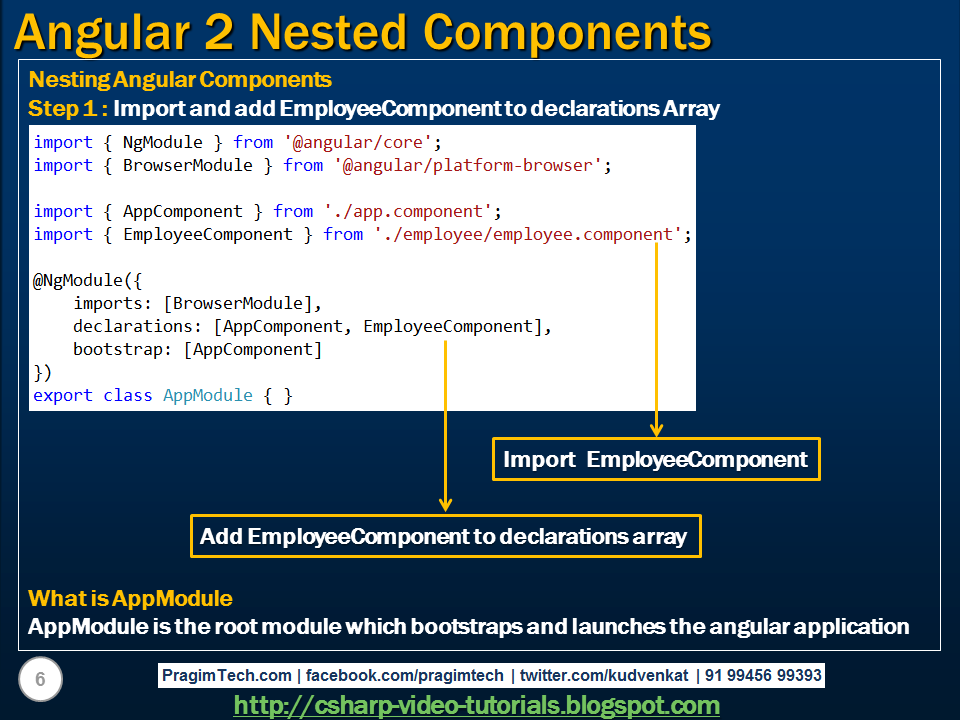 Sql server, .net and c# video tutorial: Angular 2 nested components