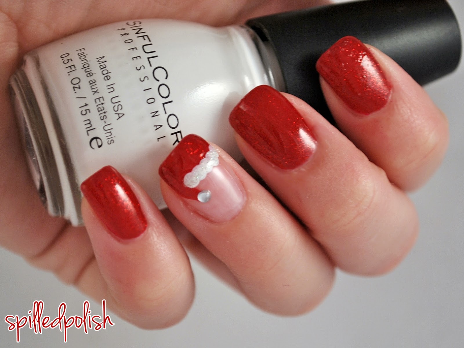 3. Red and White Santa Hat Gel Nails - wide 4