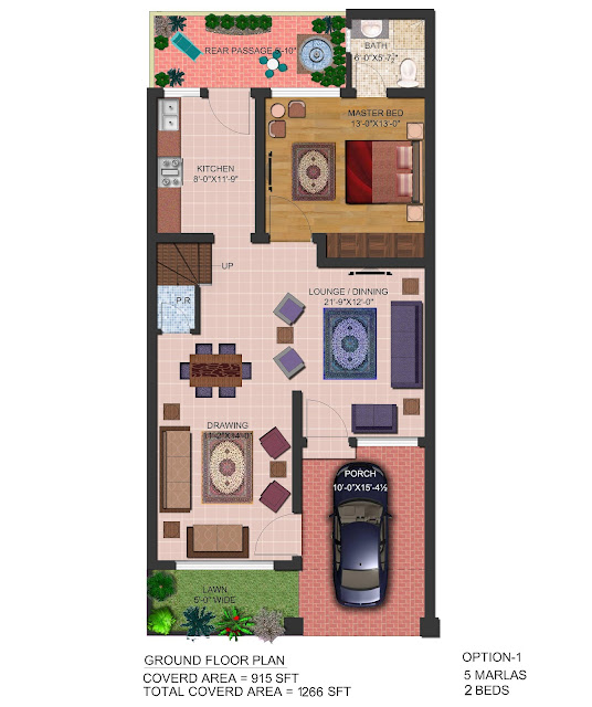 5 marla house floor plan