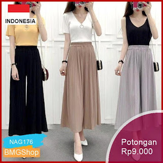NAG176 Celana Panjang Wanita Casual Longgar Katun Breathable Murah Bmgshop