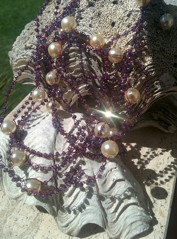 Long crystals necklace and pearls