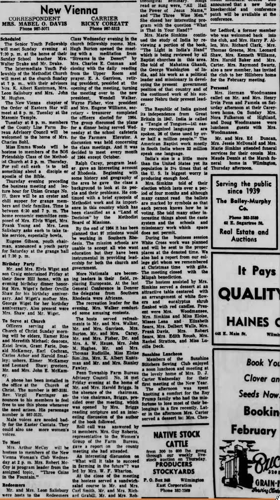 New Vienna Ohio Memories January 2014