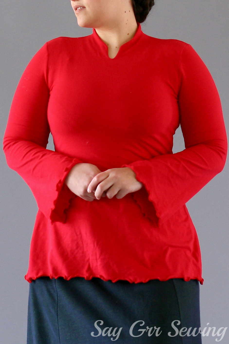 Say Grr Sewing Collared Knit Shirt