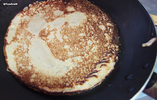 baked out pancake in the frying pan