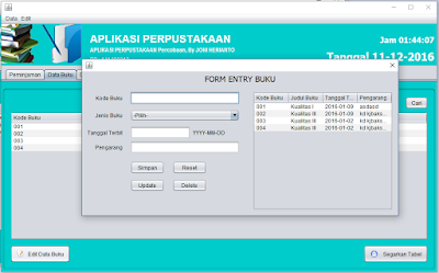DOWNLOAD SOURCECODE APLIKASI PERPUSTAKAAN MENGGUNAKAN JAVA NETBEANS