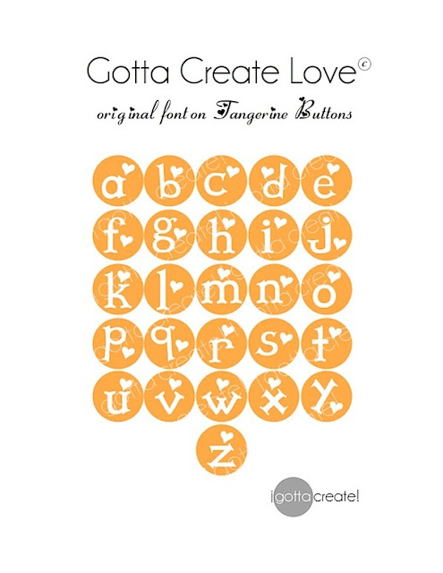 Alphabet Love! Cute original font on tangerine buttons can be used in so many ways. Via I Gotta Create!